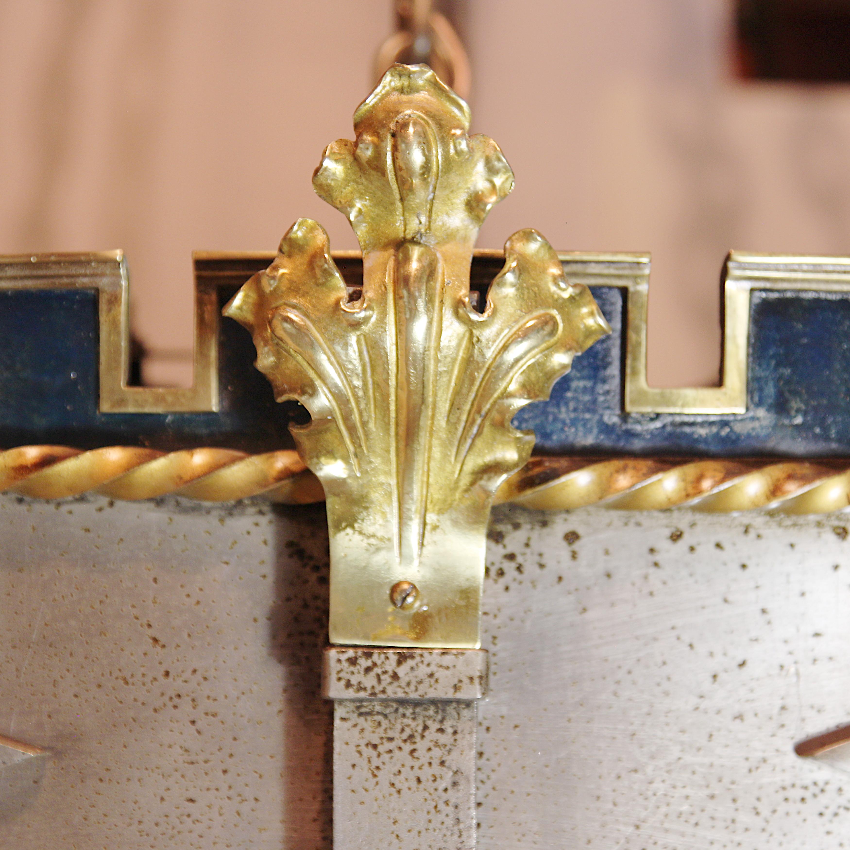 Monumental Detroit Gothic Medieval Renaissance Revival Brass & Steel Chandelier 4