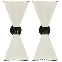 Monumental 'Diabolo' Perforated Double-Cone Sconce in White and Black