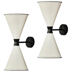 Monumental 'Diabolo' Perforated Double-Cone Sconce in White and Black
