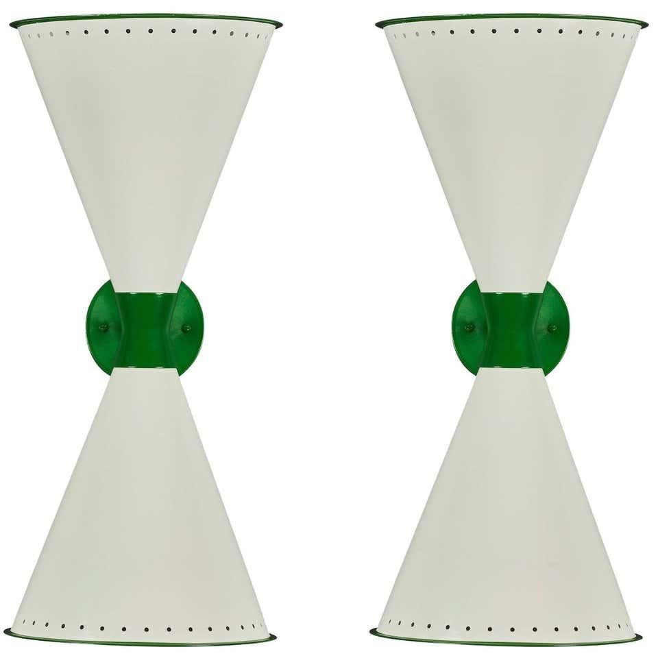 Monumental 'Diabolo' Perforated Double-Cone Sconce in White and Red For Sale 7