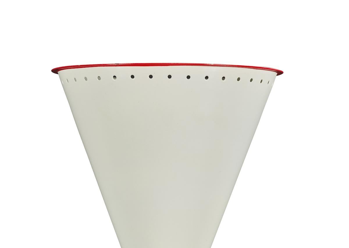 Modern Monumental 'Diabolo' Perforated Double-Cone Sconce in White and Red For Sale