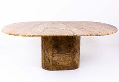 Monumental Dining Table in Rich Brown Stone, Italy, 1970s