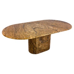 Monumental Dining Table in Rich Brown Stone, Italy, 1970s