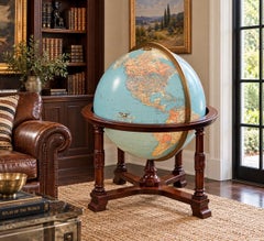 Monumental Diplomat Replogle 32-Inch Illuminated Library Globe on Mahogany Stand