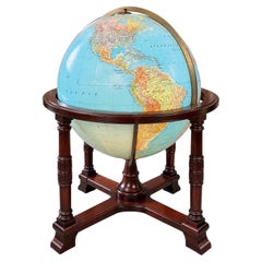 Monumental Diplomat Replogle 32-Inch Illuminated Library Globe on Mahogany Stand