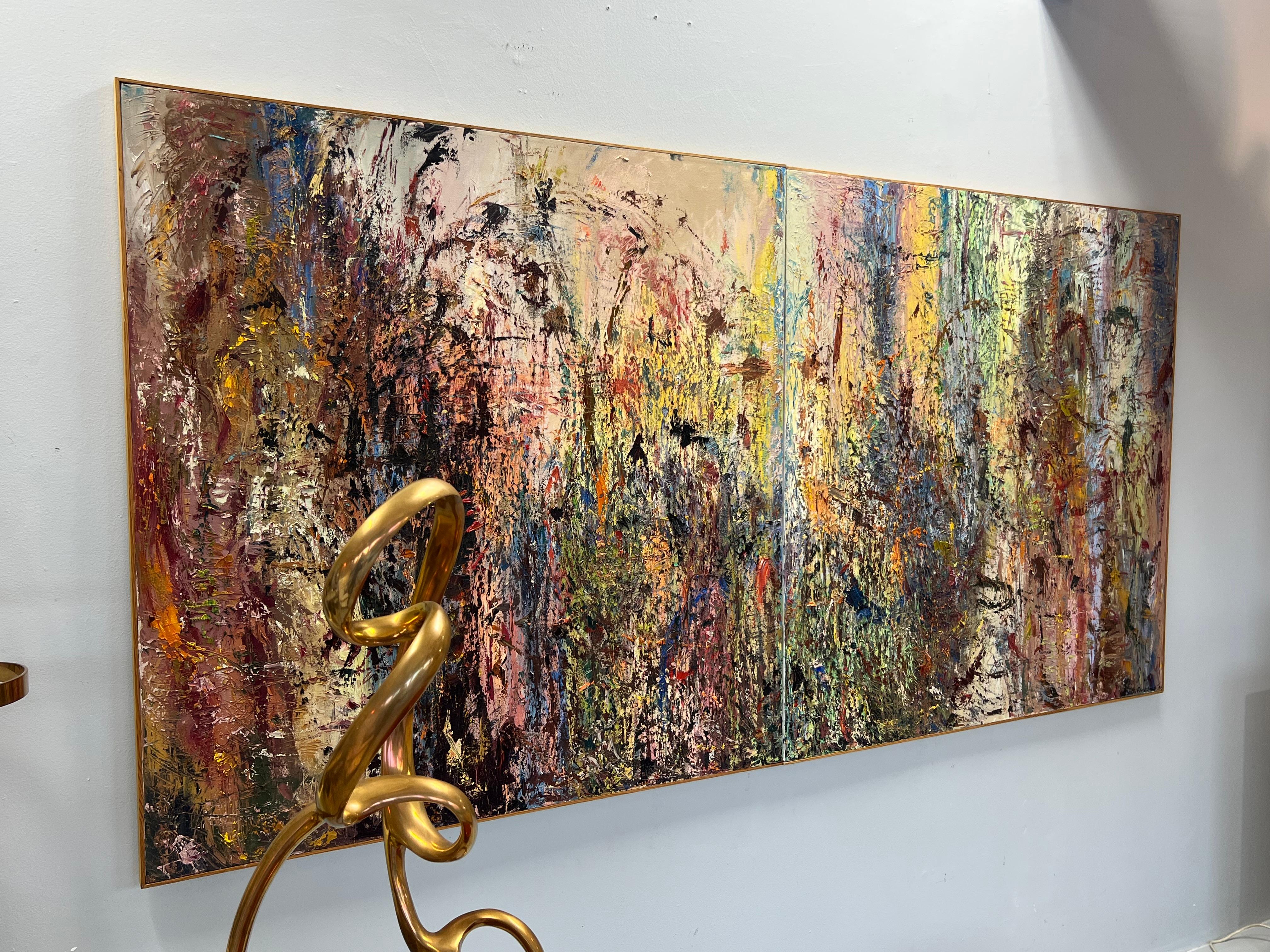 Monumental Diptych Abstract Expressionist Oil Painting For Sale 5