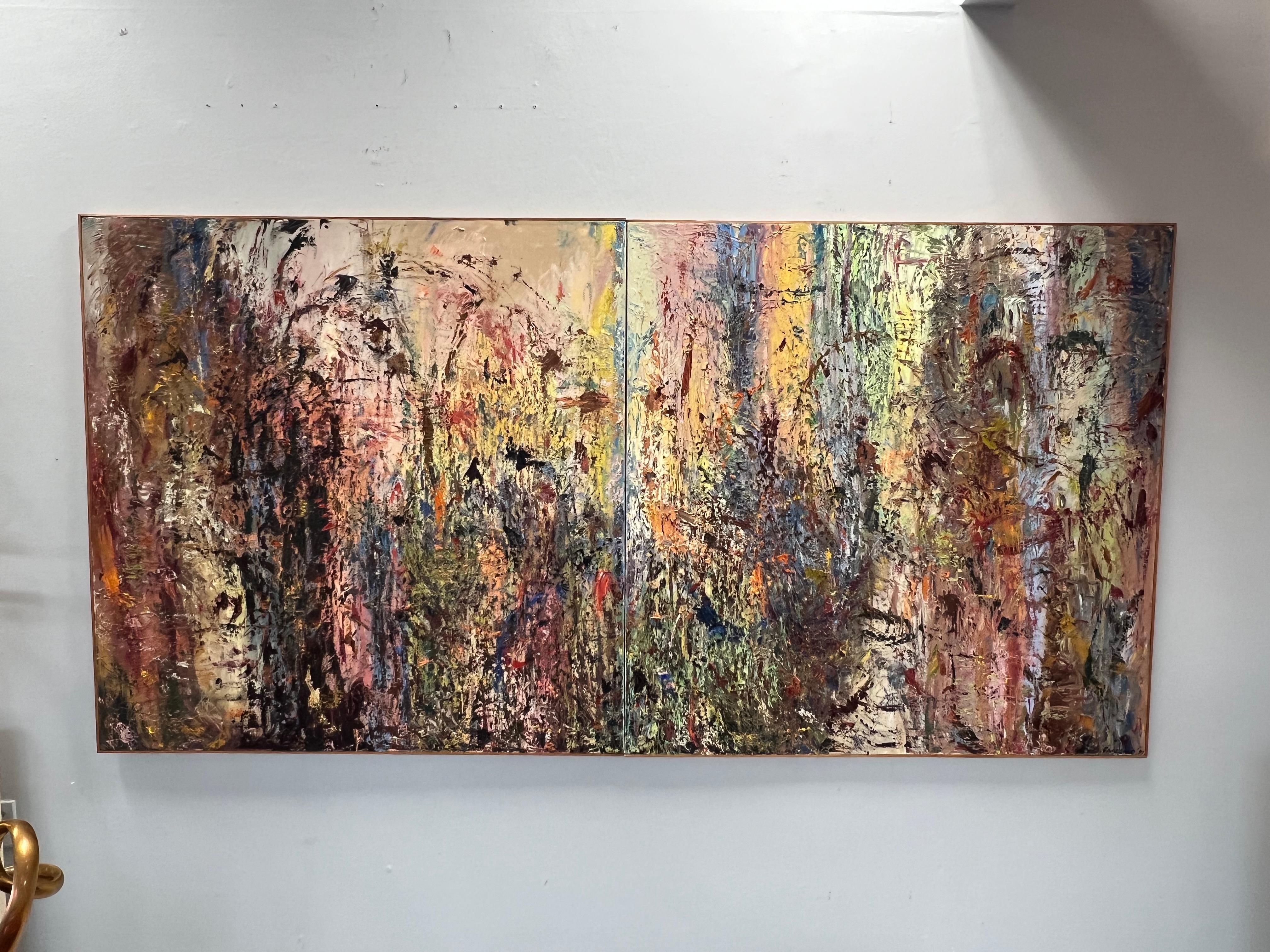 Monumental Diptych Abstract Expressionist Oil Painting For Sale 6