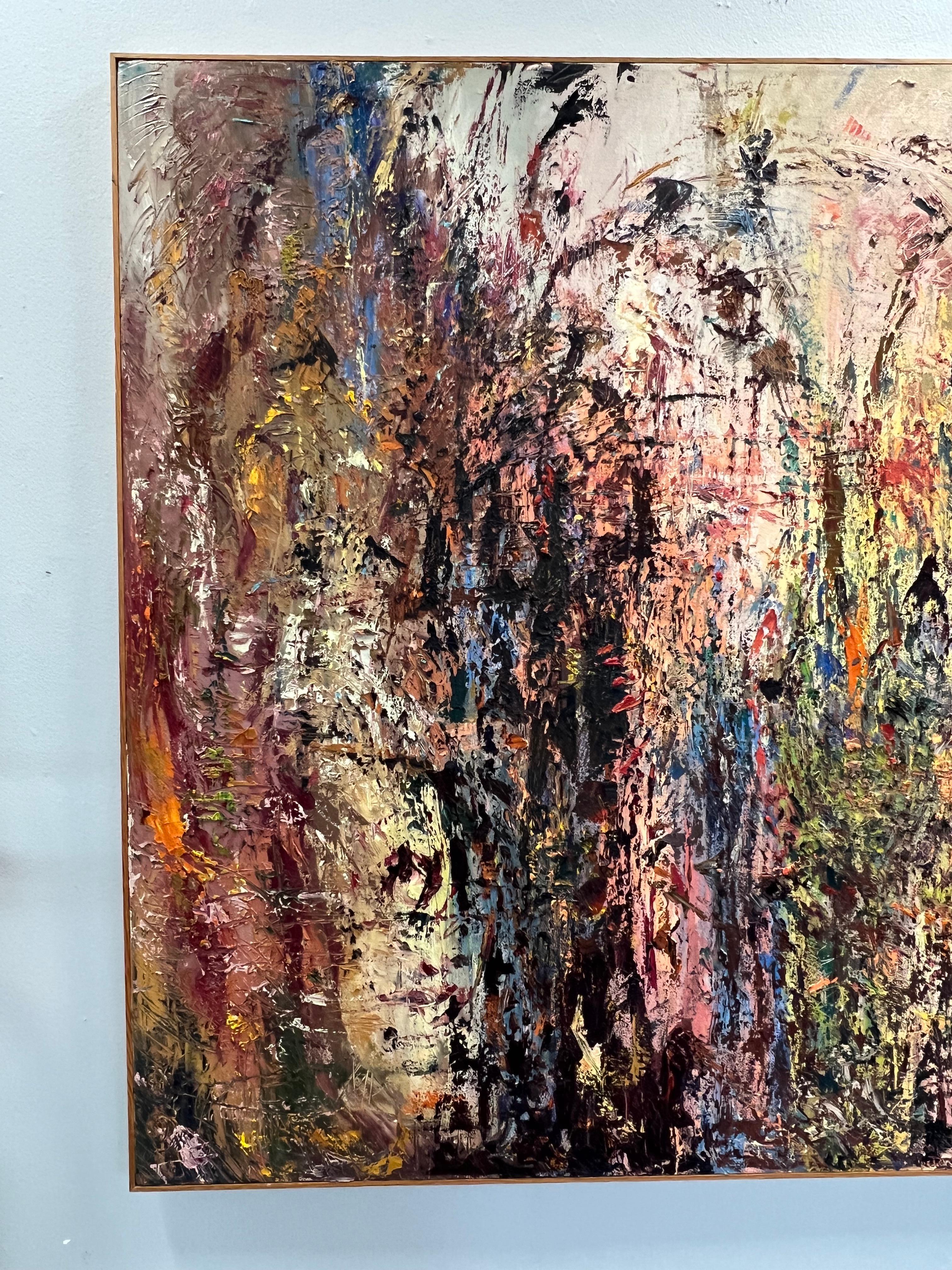 Late 20th Century Monumental Diptych Abstract Expressionist Oil Painting For Sale