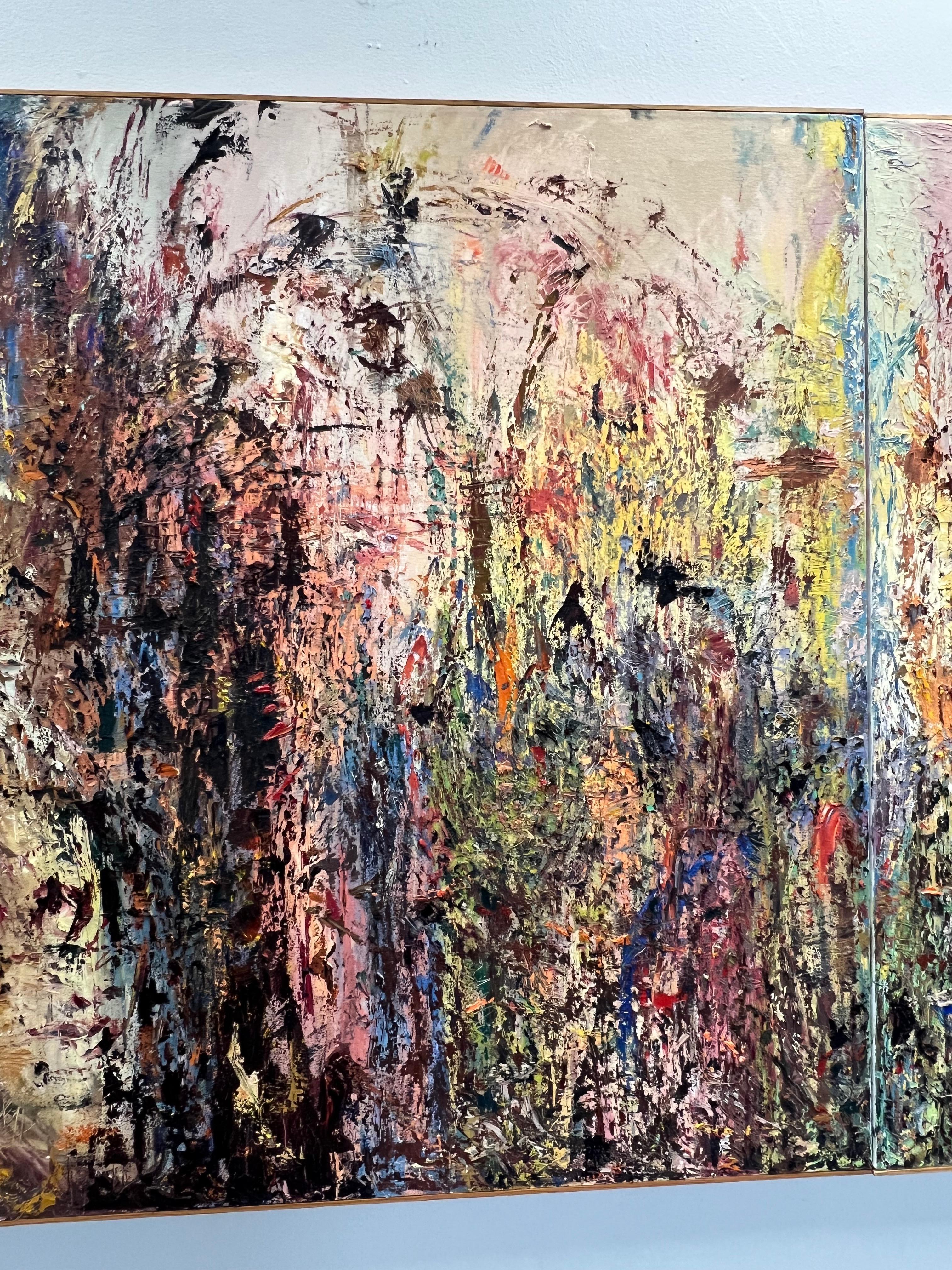 Canvas Monumental Diptych Abstract Expressionist Oil Painting For Sale