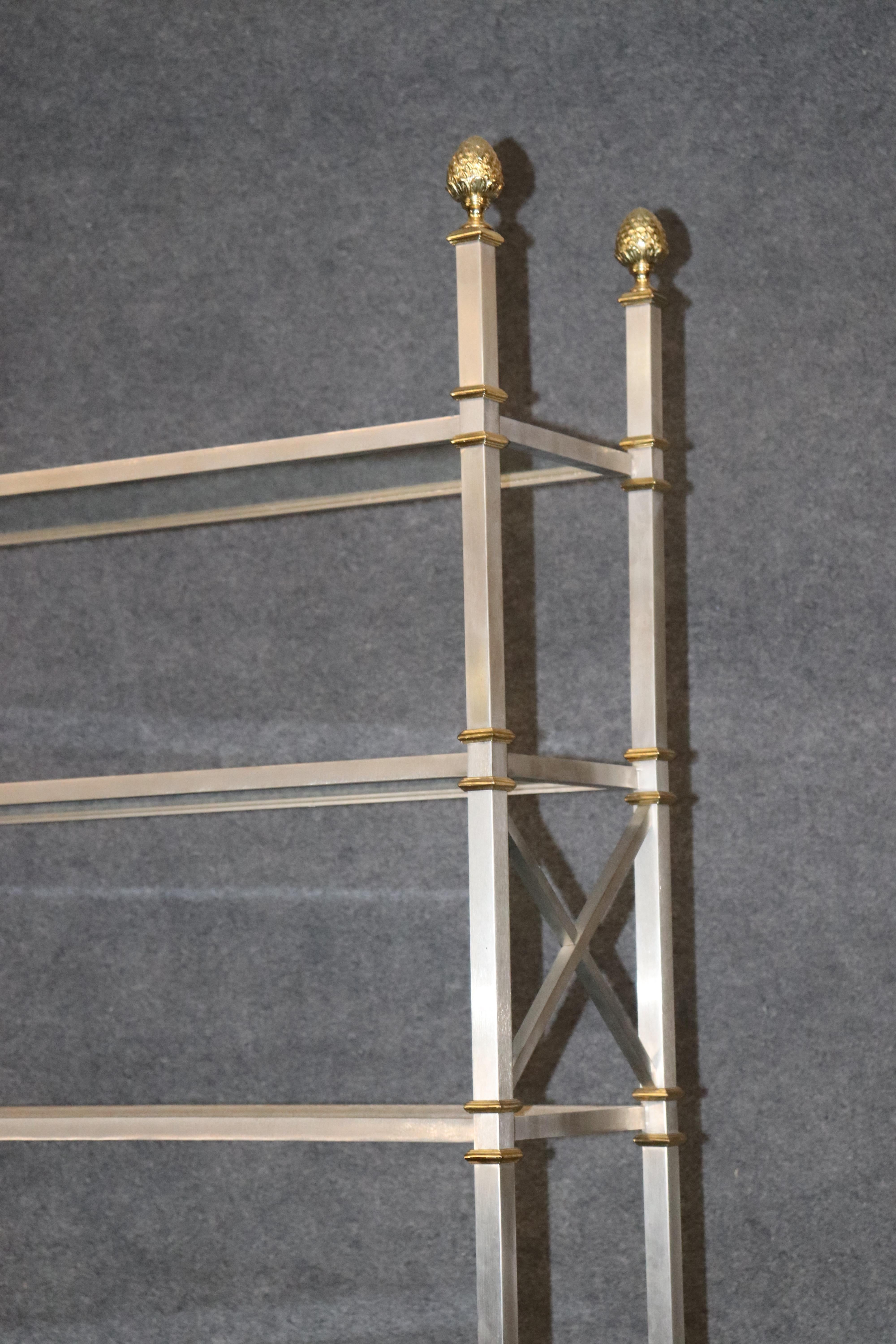 French Monumental Directoire Brass and Steel Jansen Style Étagère Bookshelf Display