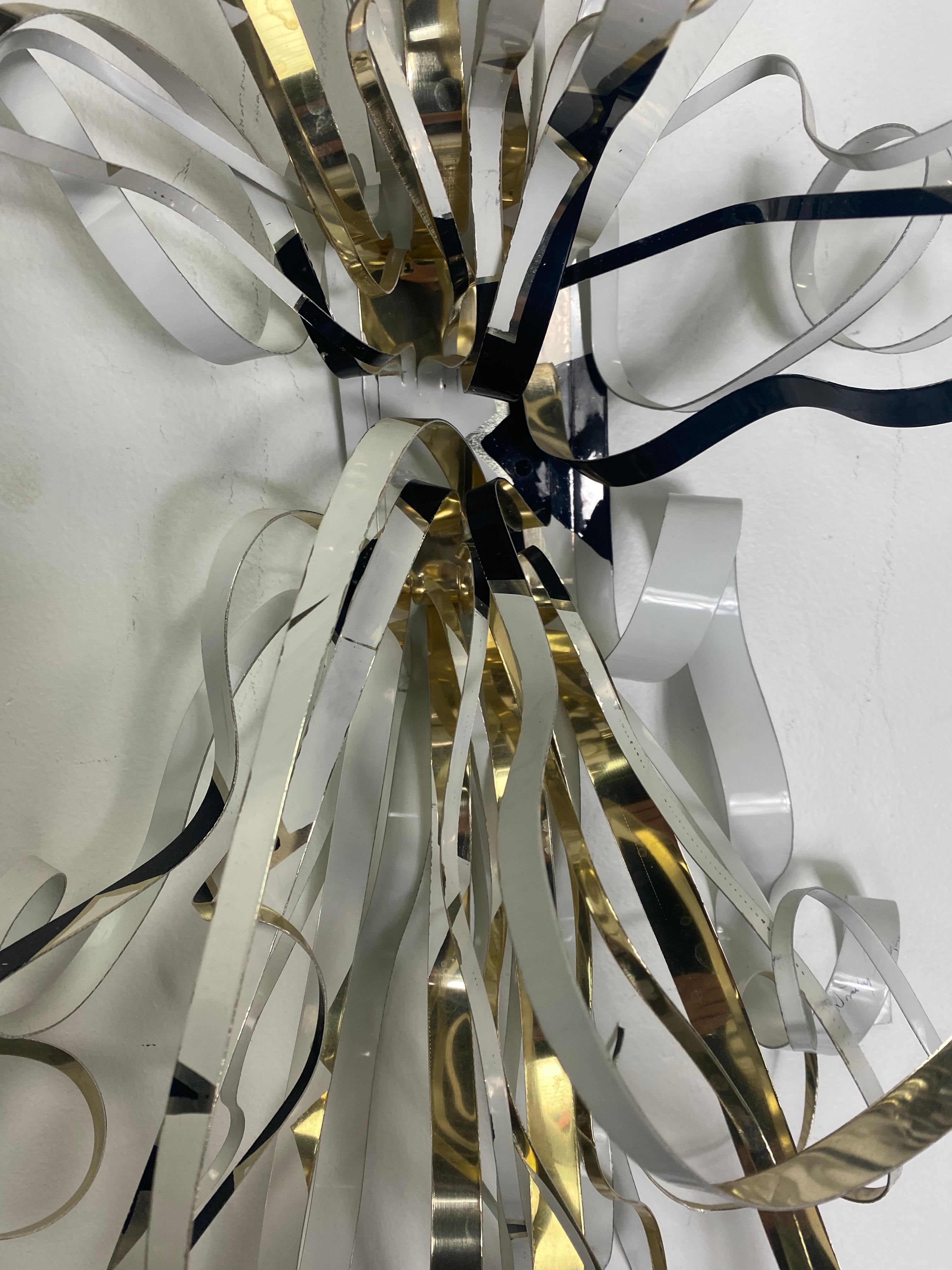 Hand-Crafted Monumental Dorothy Gillespie Metal Ribbon Wall Sculpture For Sale
