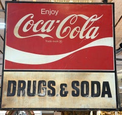 Monumental Double-Sided Coca-Cola “Drugs & Soda” Trade Sign, WPB FL, 1960s
