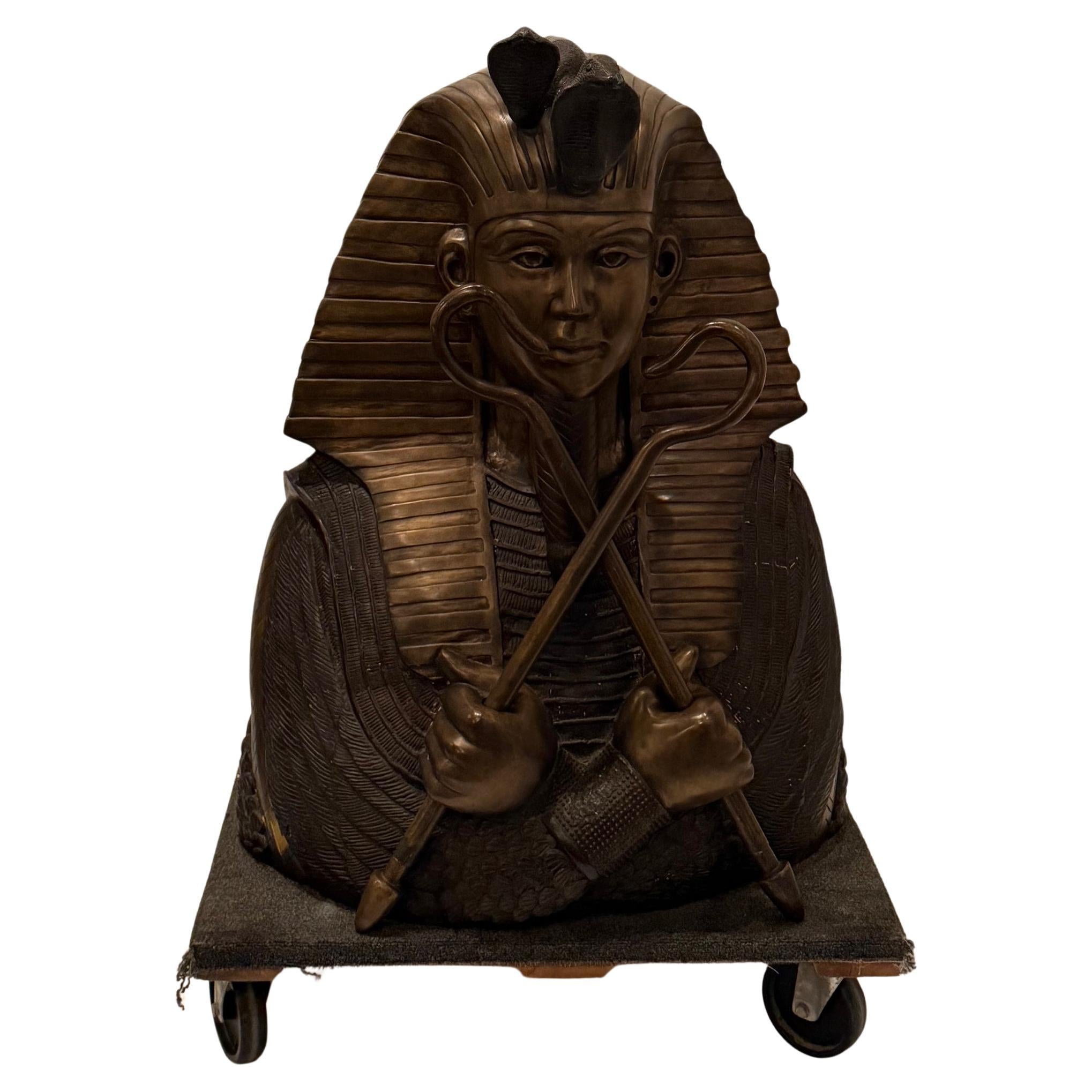 Monumental Dramatic Bronze Egyptian Sculpture of King Tut