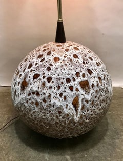 Monumental Drip Glaze Pottery 'Sphere' Modernist Floor Lamp, 1960s