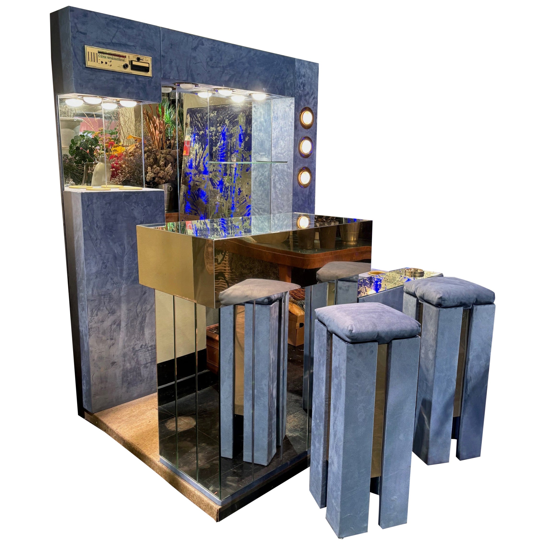Monumentale Dry Bar Hollywood Regency nello stile di Willy Rizzo, Italia anni '70