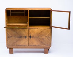 Monumental Dutch Art Deco Secretary – Symmetrical Burl Walnut, Cut-Glass Accents