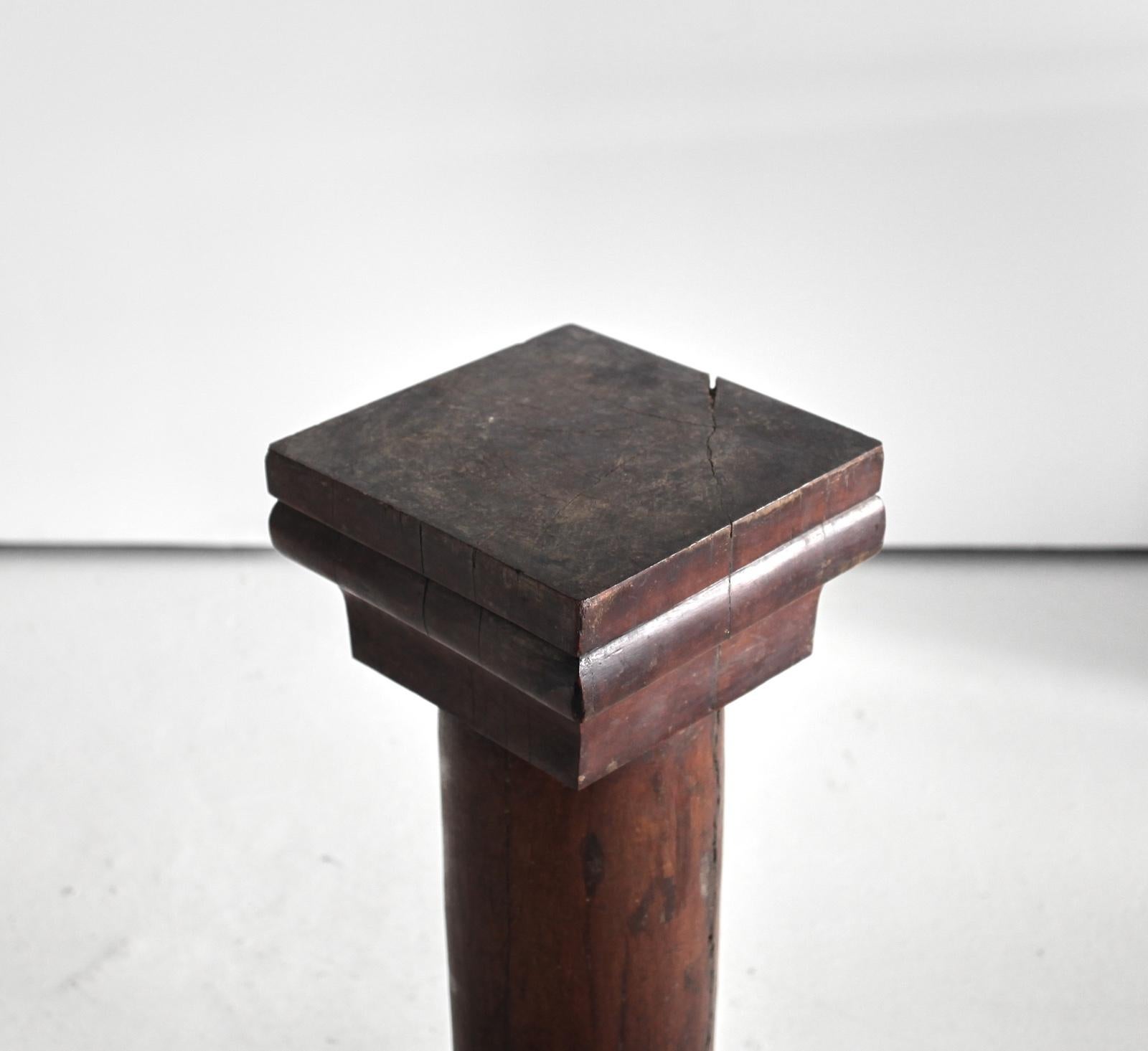 An early 19th solid mahogany plinth from Braga, northern Portugal.

Likely from a monastery and with beautiful wear.