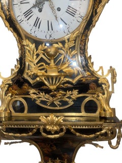 Monumental Early 19th Century French Chinoiserie Wall Clock with Bracket