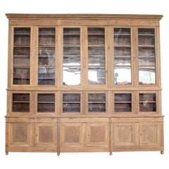 Monumental Early 19th Century French Directoire Period Bleached Oak Bibliothèque