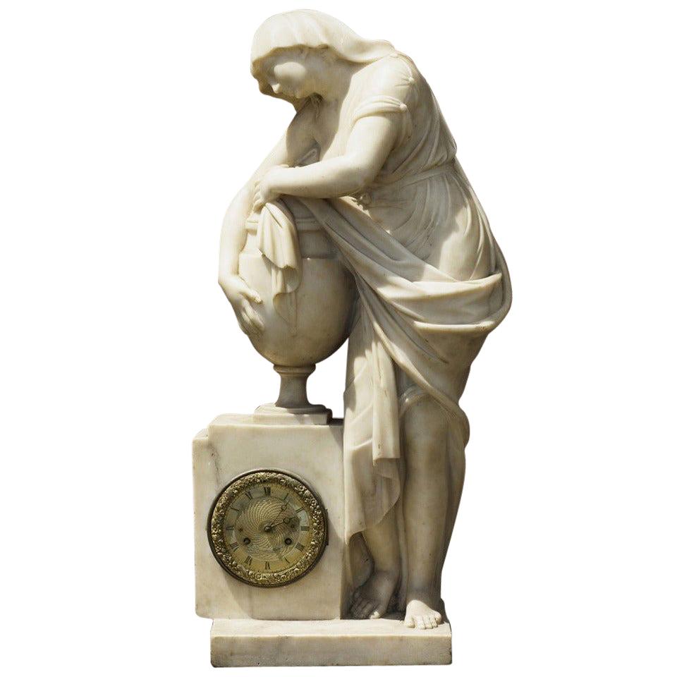 Monumental Early 19th Century Marble Clock from the Collection at Boscobel For Sale