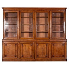 Monumental Early 19thC English Mahogany Glazed Library Bookcase