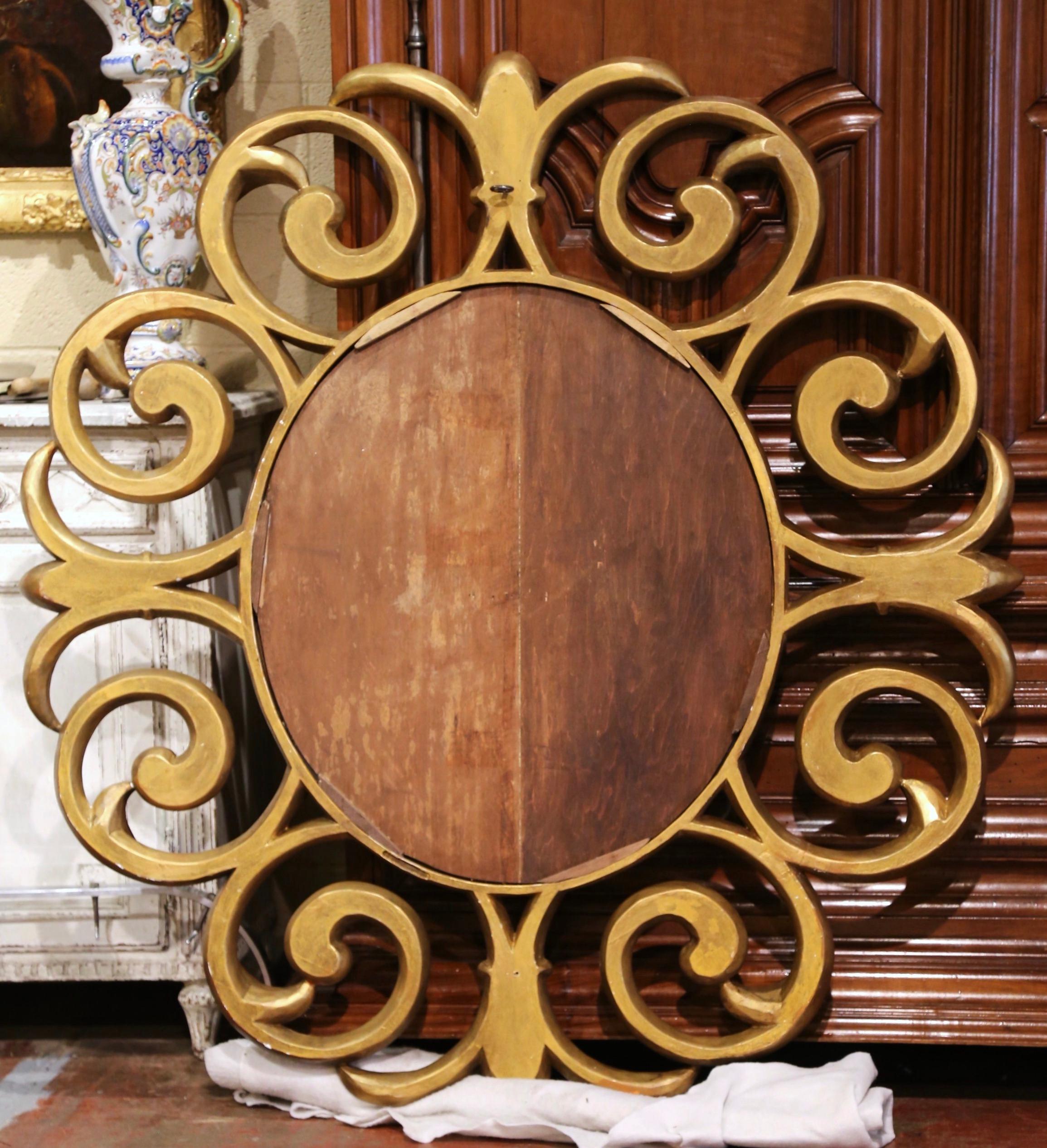 Monumental Early 20th Century French Carved Giltwood Sunburst Mirror For Sale 2