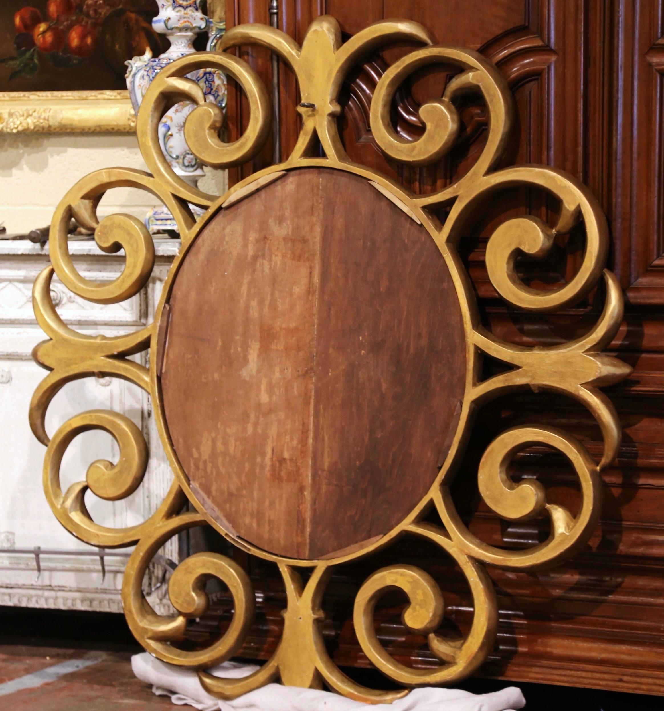 Monumental Early 20th Century French Carved Giltwood Sunburst Mirror For Sale 3
