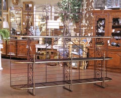 Monumental Early 20th Century French Iron and Brass Baker’s Rack with Scrollwork