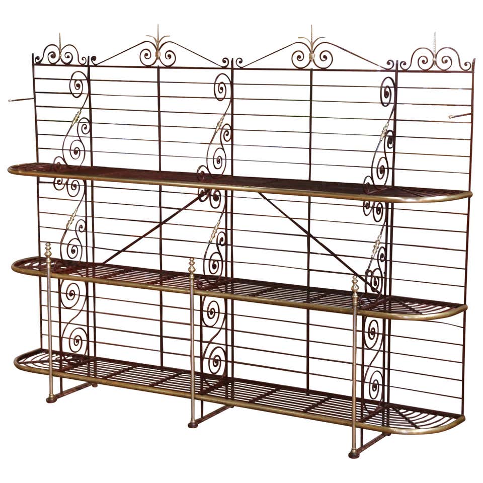 French Bread Racks Large French Boulangerie or Baker's Rack of Wrought Iron, Brass, and ...