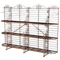 Monumental Early 20th Century French Iron and Brass Baker’s Rack with Scrollwork