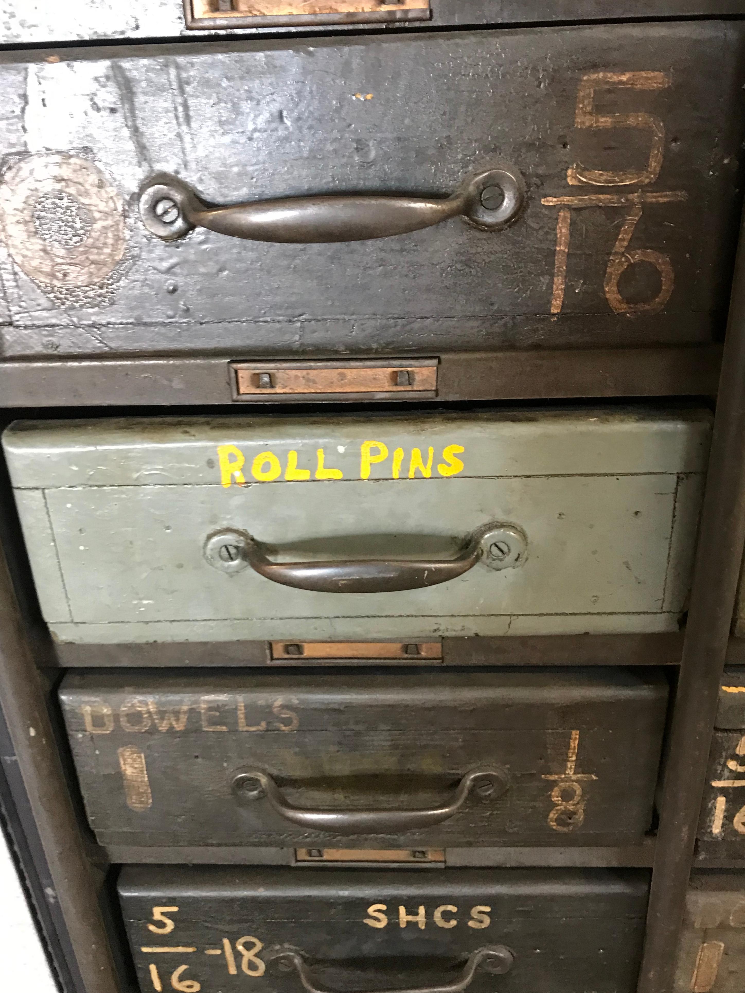 Metal Monumental Early 20th Century Industrial Multi-Drawer Cabinet, 176 Drawers