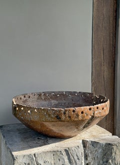 Monumental Early 20th Century Teak Burl Wood Bowl, Modern Organic