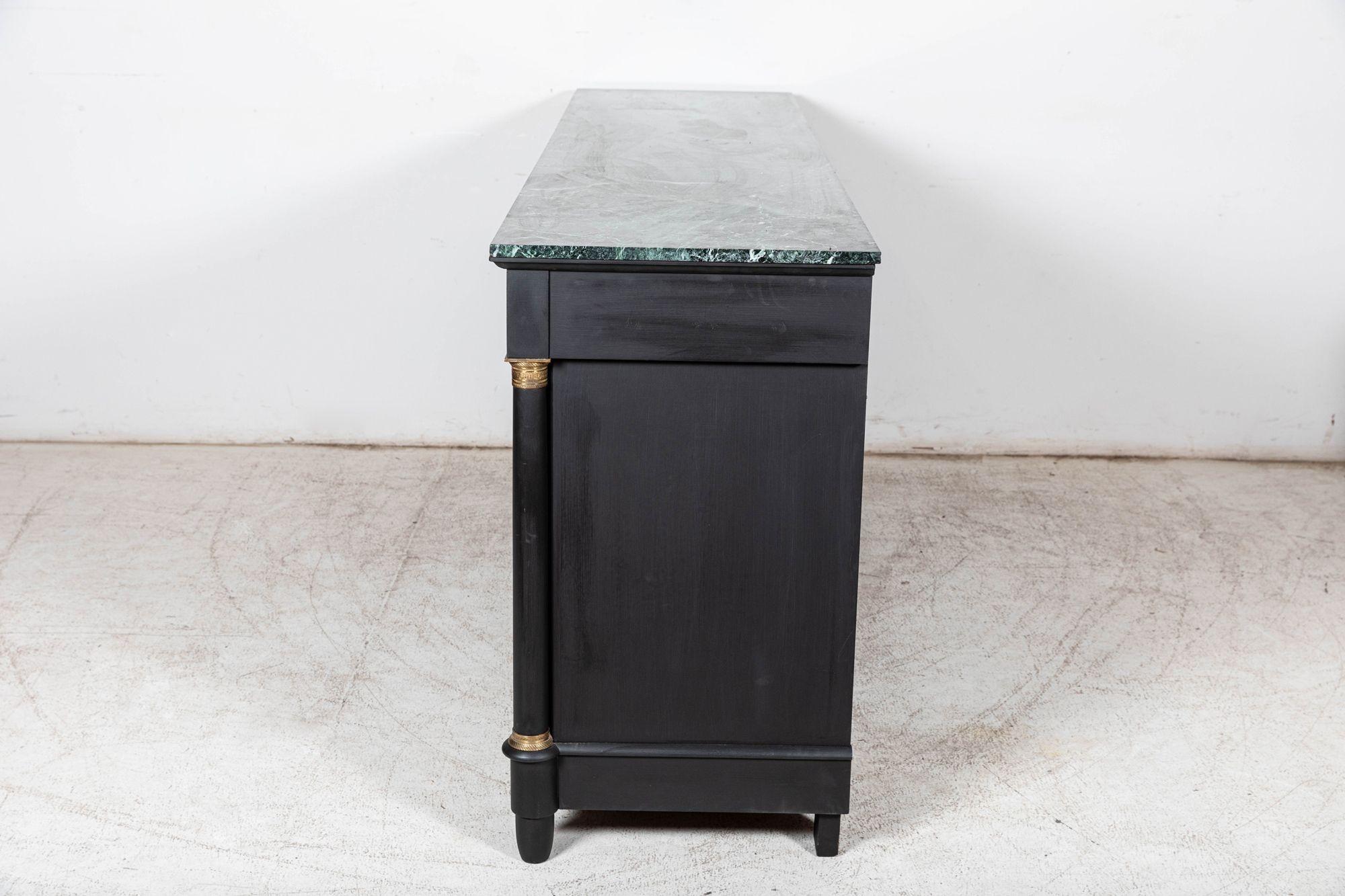 Monumental Ebonised French Empire Revival Marble Sideboard For Sale 4