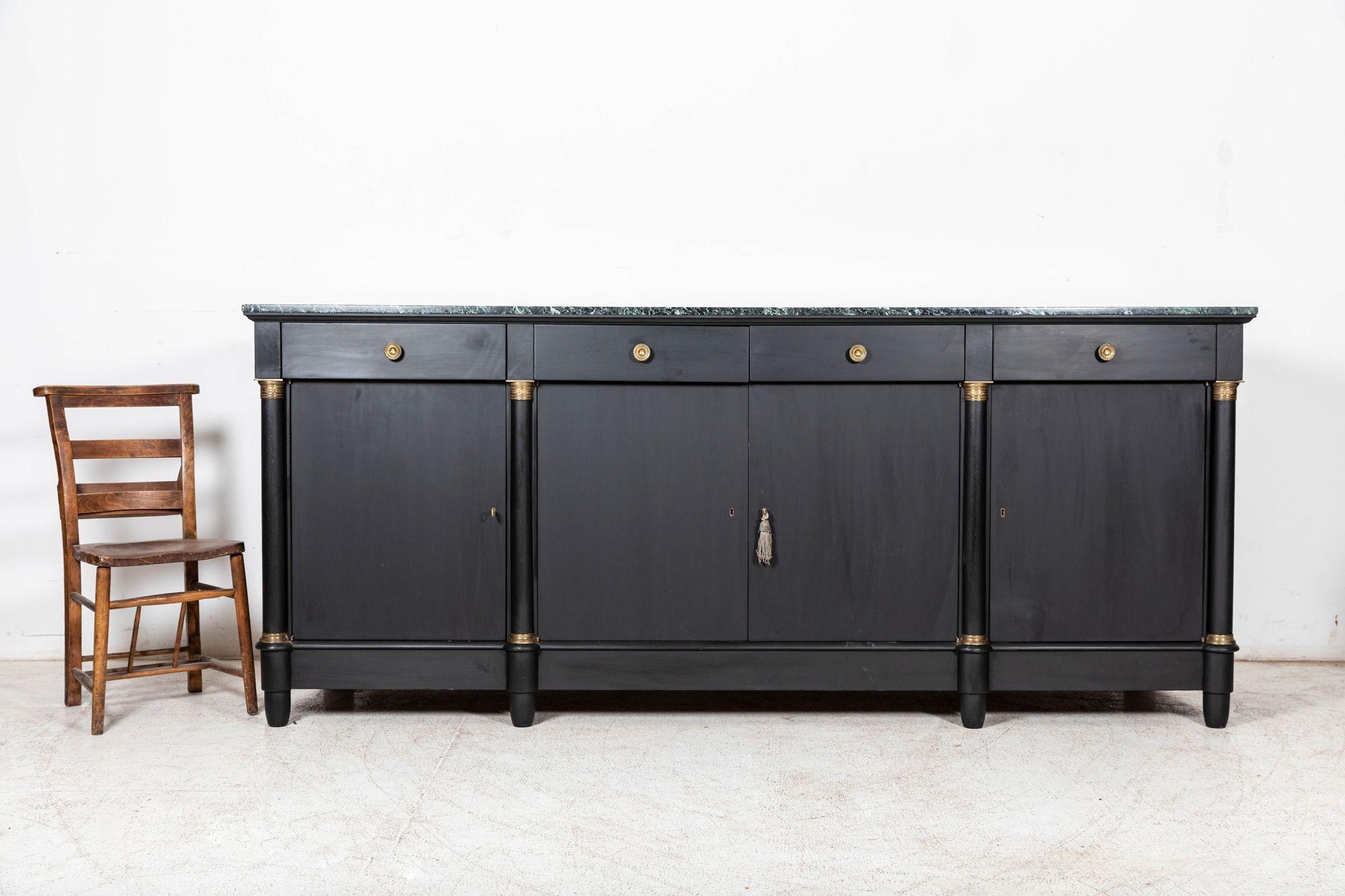 Monumental Ebonised French Empire Revival Marble Sideboard For Sale 12