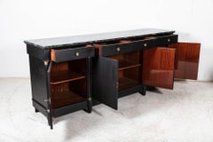 Monumental Ebonised French Empire Revival Marble Sideboard