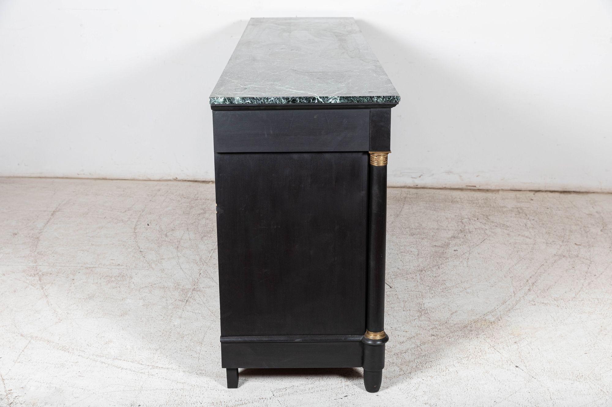 Monumental Ebonised French Empire Revival Marble Sideboard For Sale 3