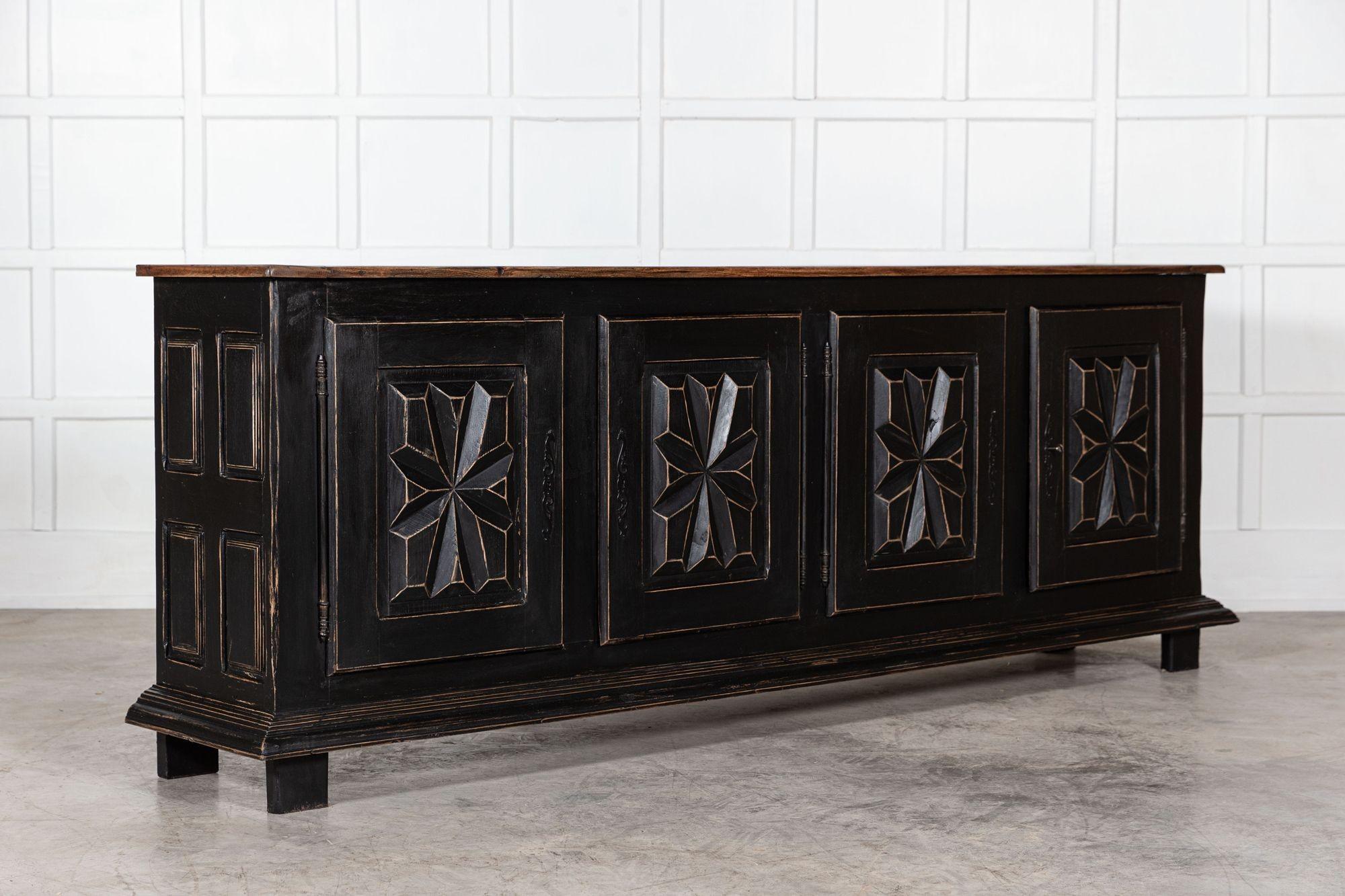 circa mid 20thC
Monumental Ebonised French Oak Enfilade Buffet
We can also customise existing pieces to suit your scheme/requirements. We have our own workshop, restorers and finishers. From adapting to finishing pieces including, stripping,