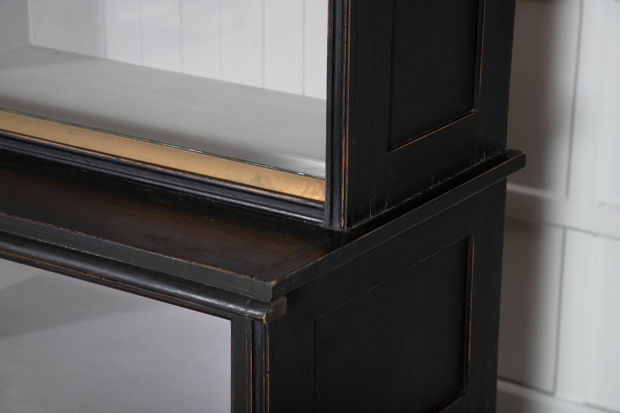 Monumental Ebonised Glazed Mahogany & Pine Haberdashery Cabinet For Sale 10