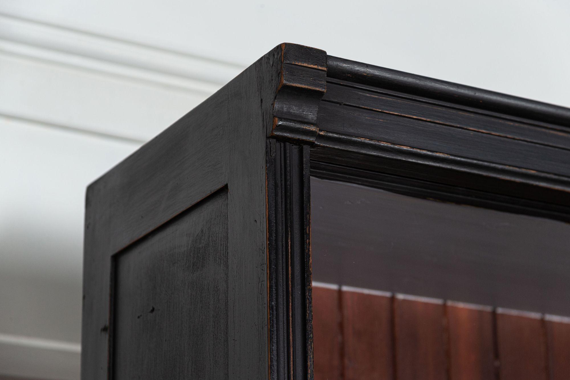 Monumental ebonized Glazed Mahogany & Pine Haberdashery Cabinet For Sale 11