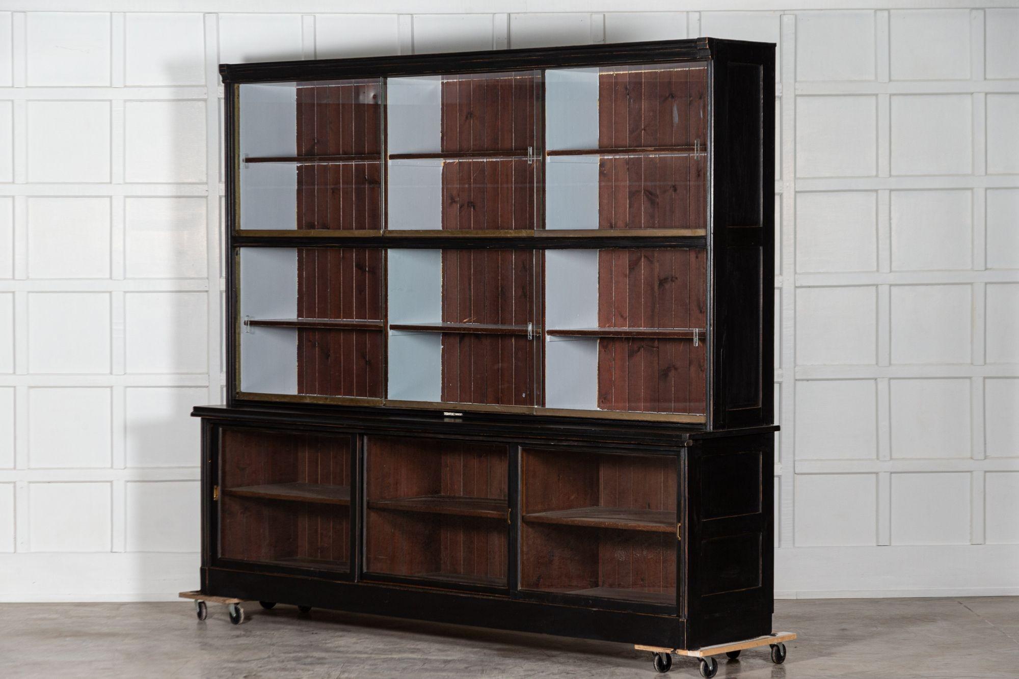 Monumental ebonized Glazed Mahogany & Pine Haberdashery Cabinet For Sale 12