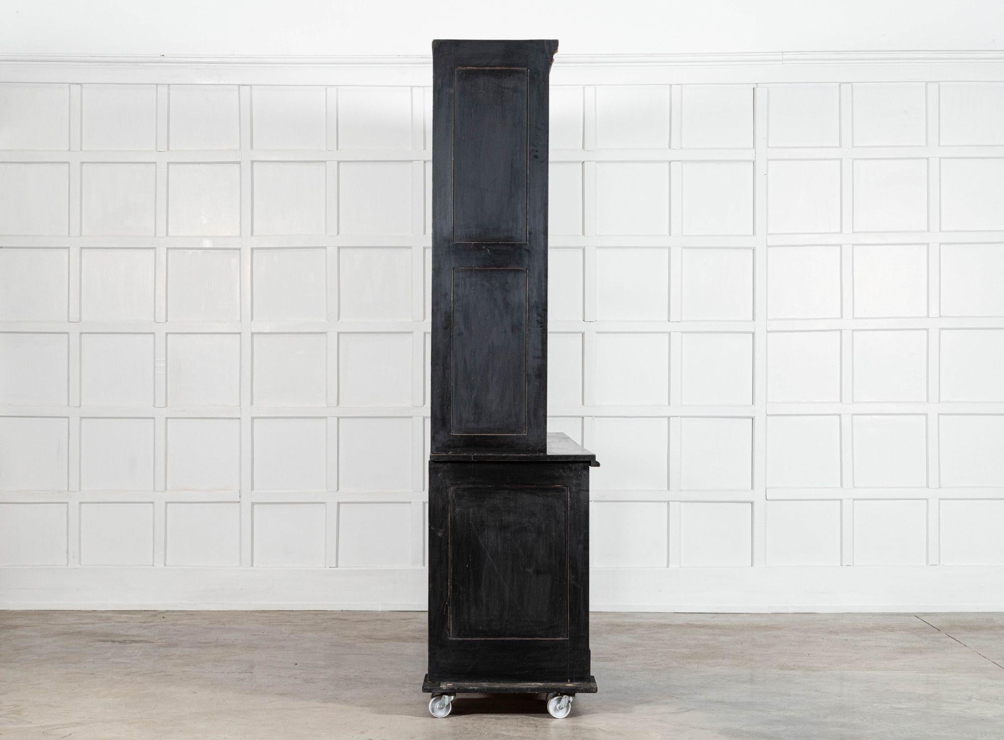 Monumental Ebonised Glazed Mahogany & Pine Haberdashery Cabinet For Sale 3