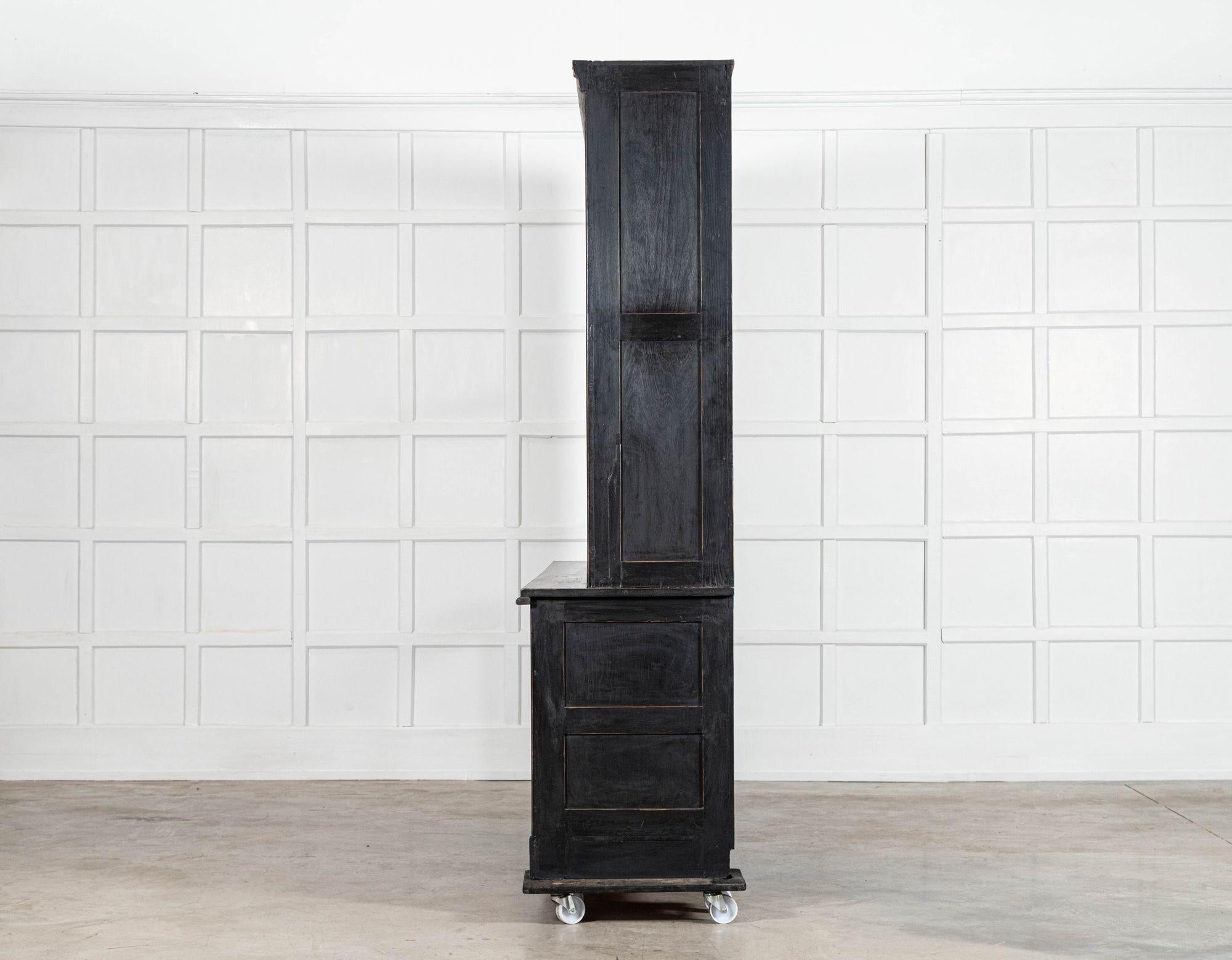 Monumental Ebonised Glazed Mahogany & Pine Haberdashery Cabinet For Sale 4