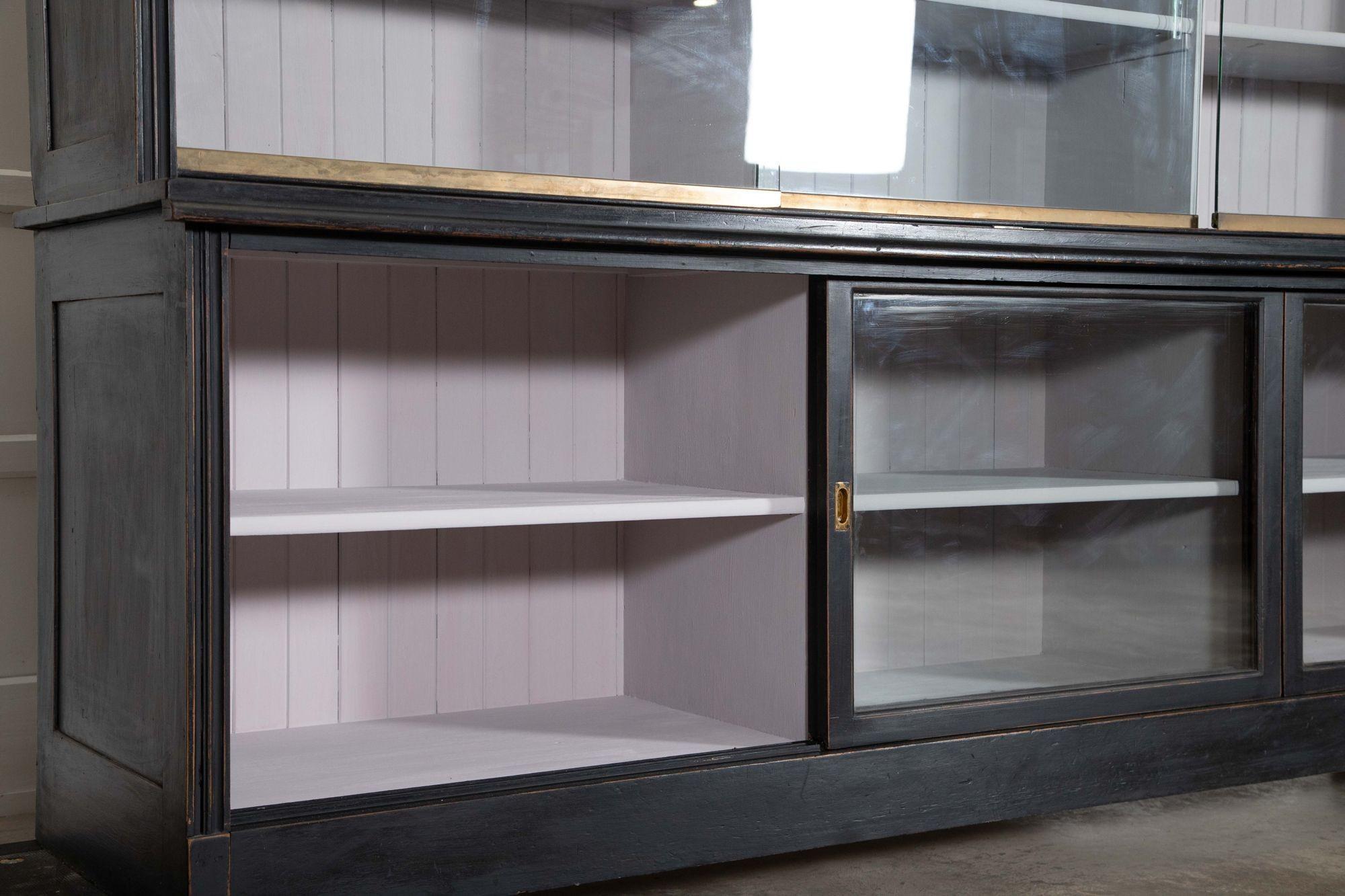 Monumental Ebonised Glazed Mahogany & Pine Haberdashery Cabinet For Sale 5
