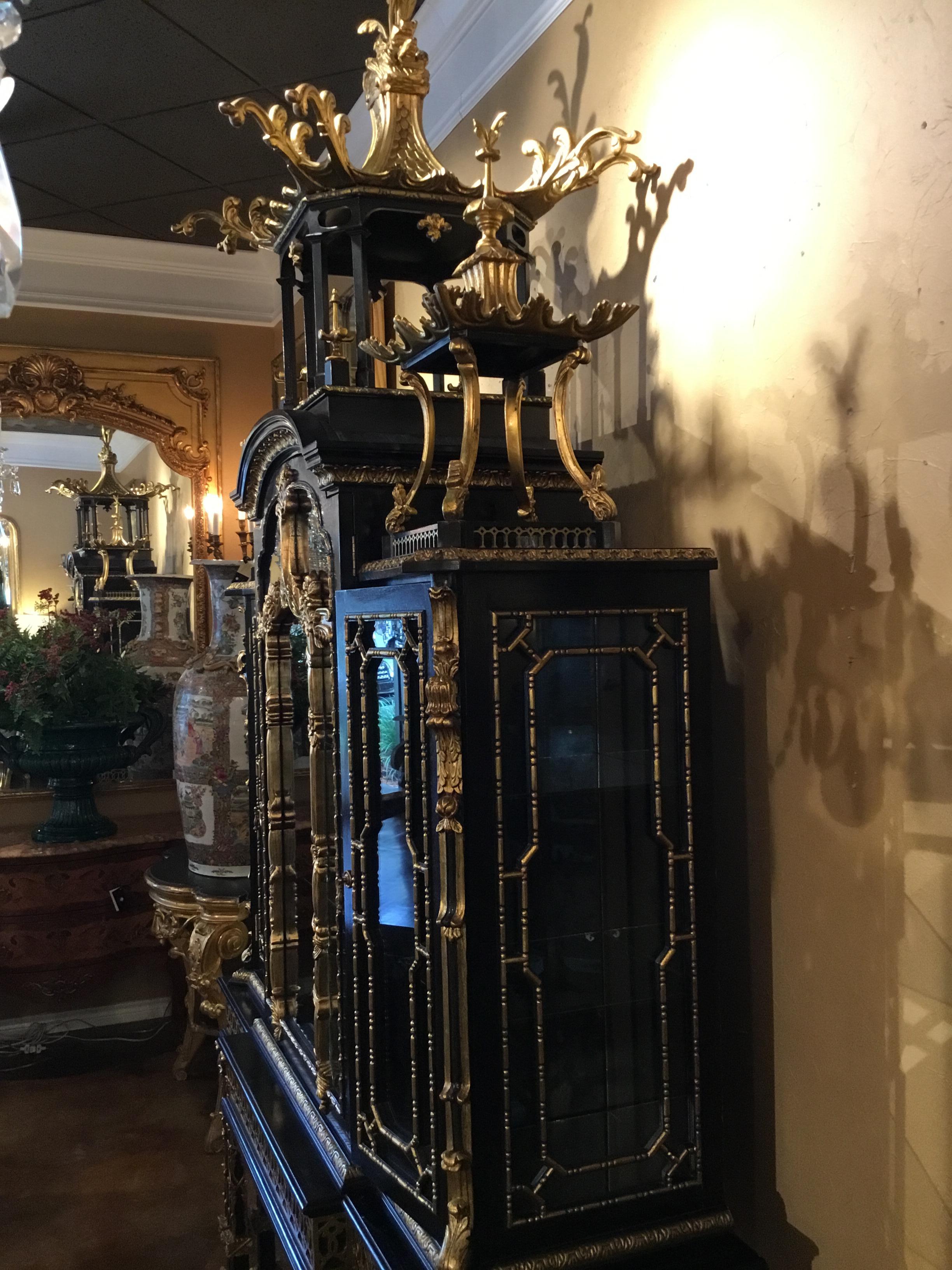 Monumental Ebonized and Parcel-Gilt Cabinet in the Chinese Chippendale Taste 4
