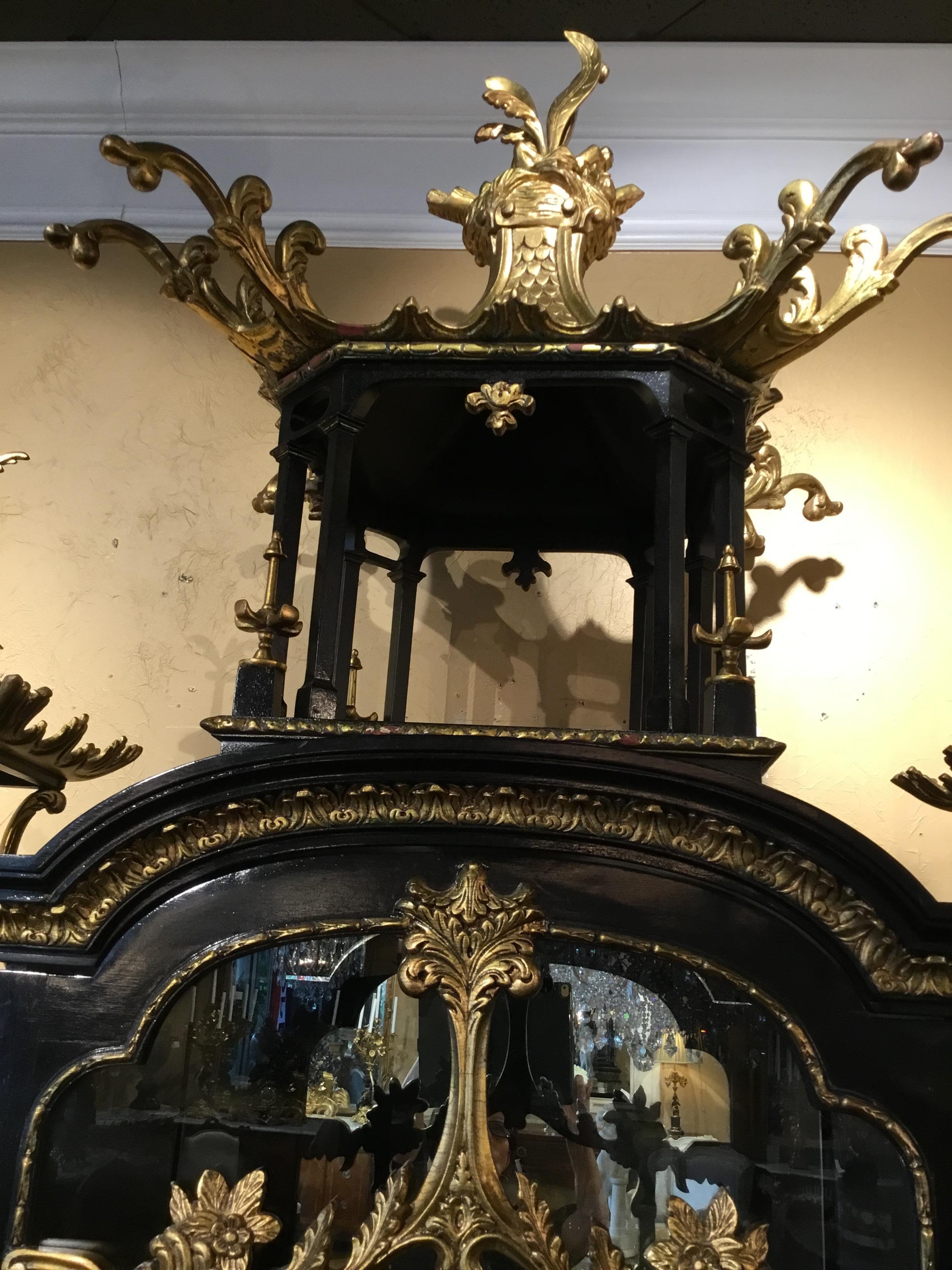 Monumental Ebonized and Parcel-Gilt Cabinet in the Chinese Chippendale Taste 2