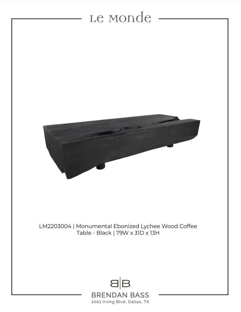 Monumental Ebonized Lychee Wood Coffee Table 3
