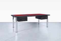Monumental Ebony and Chrome Executive Desk
