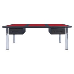 Monumentaler Schreibtisch aus Ebenholz und Chrom