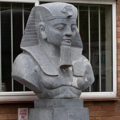 Monumental Egyptian Pharaoh Marble Statue on Plinth