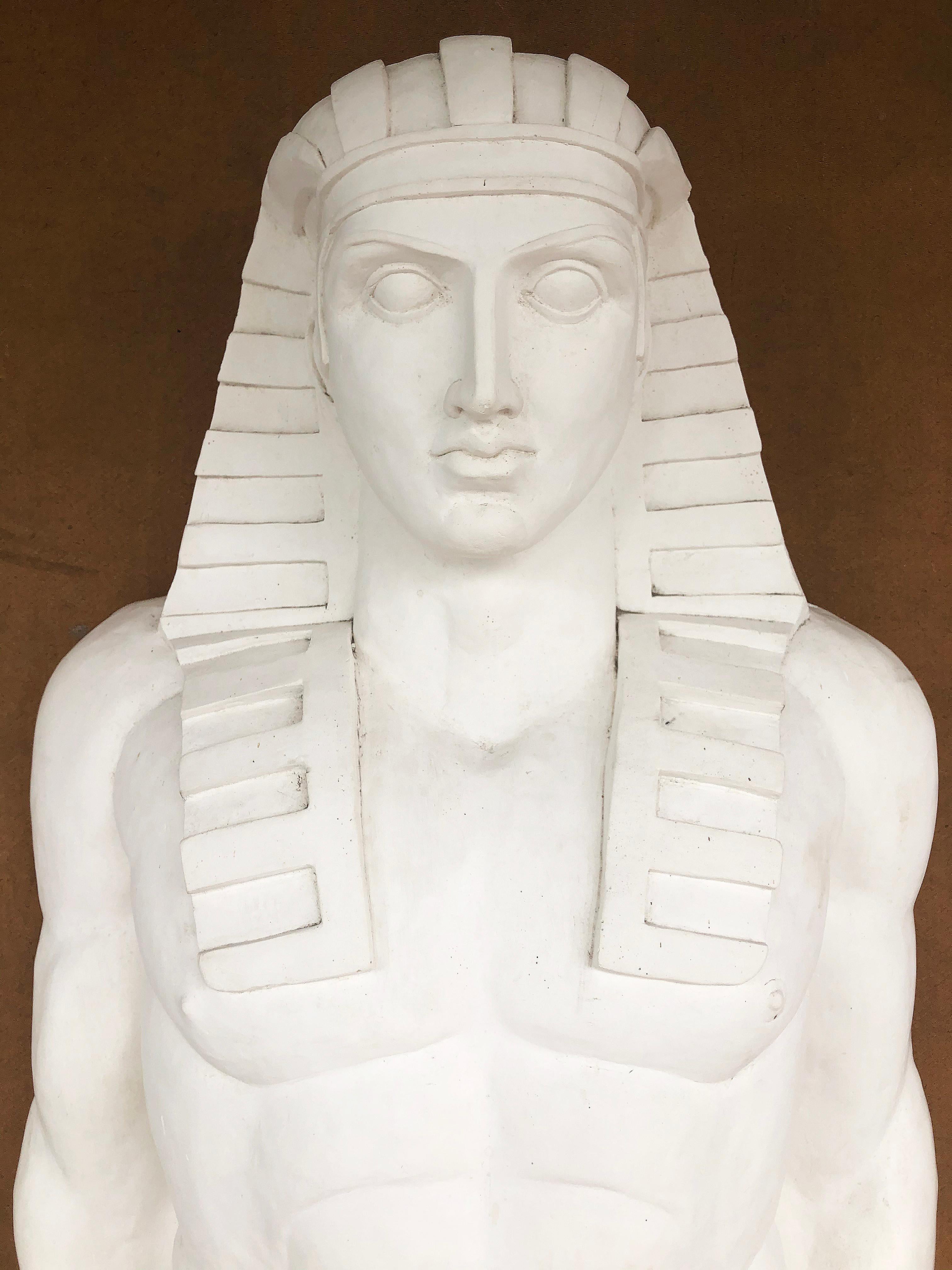 20th Century Monumental Egyptian Revival Plaster on Fiberglass Sculptures For Sale